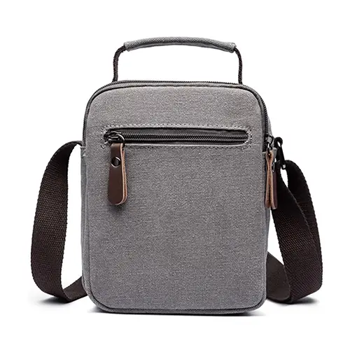 Compact Canvas Crossbody Bag with Handle and Multi-Compartment Design